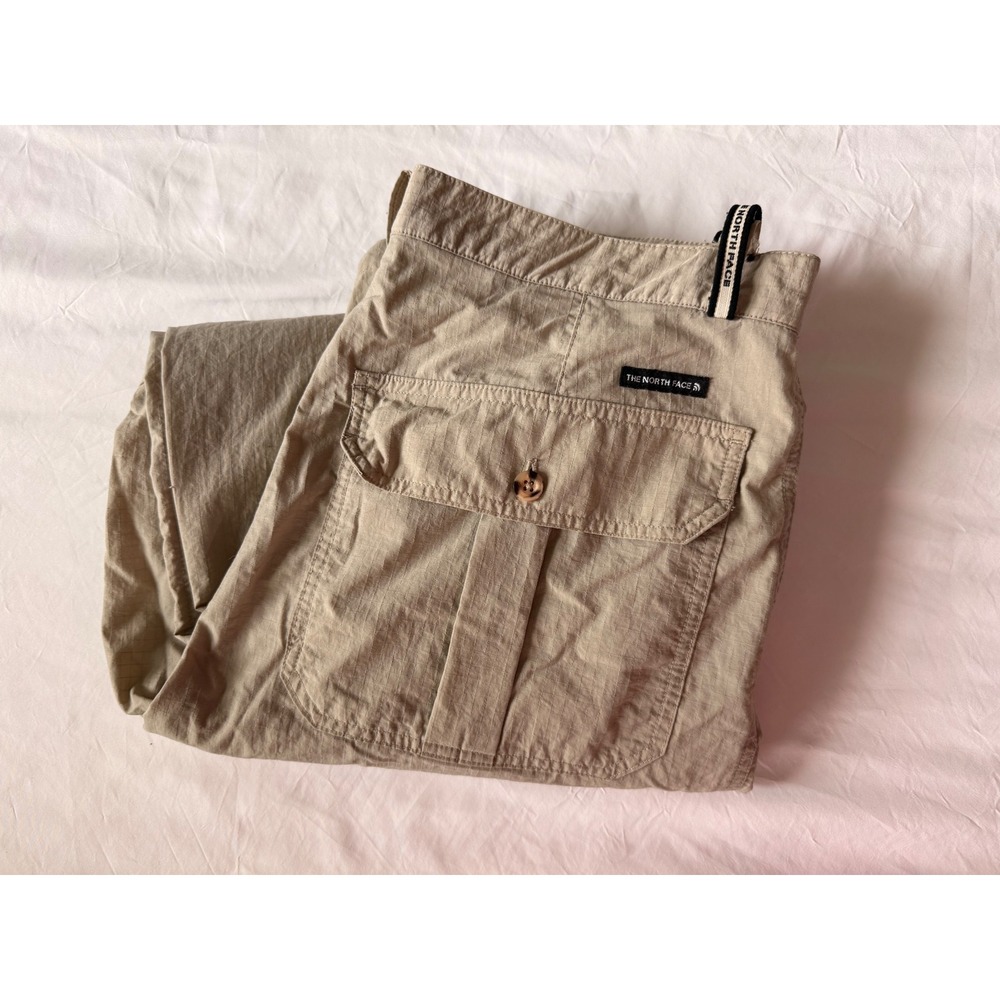 The North Face Mens Tan Nylon Convertible Zip Off Hiking Cargo Pants 36 khaki